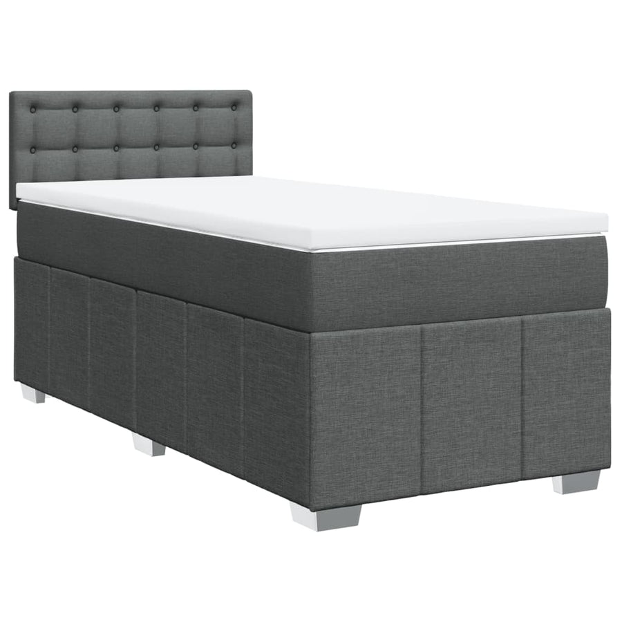 Boxspring met matras stof donkergrijs 80x200 cm
