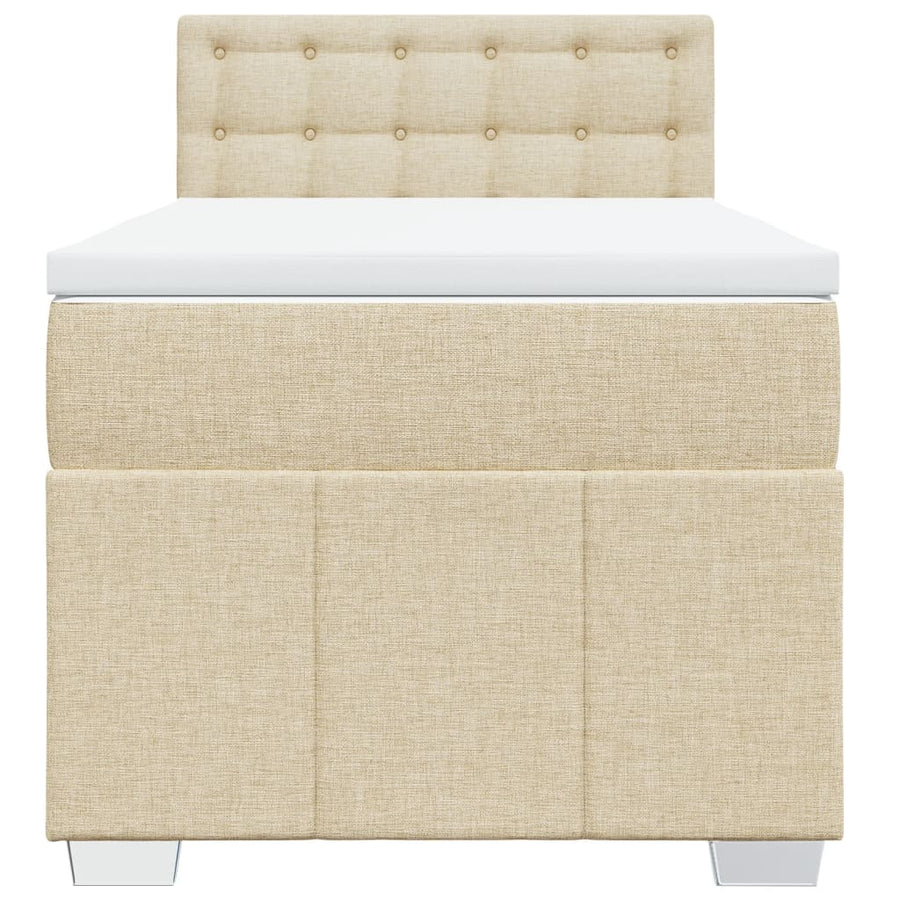 Boxspring Met Matras Stof Crèmekleurig 80X200 Cm