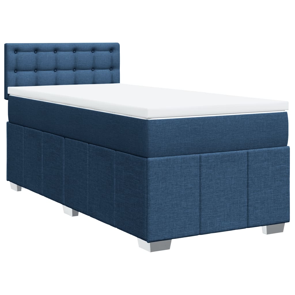 Boxspring met matras stof blauw 80x200 cm