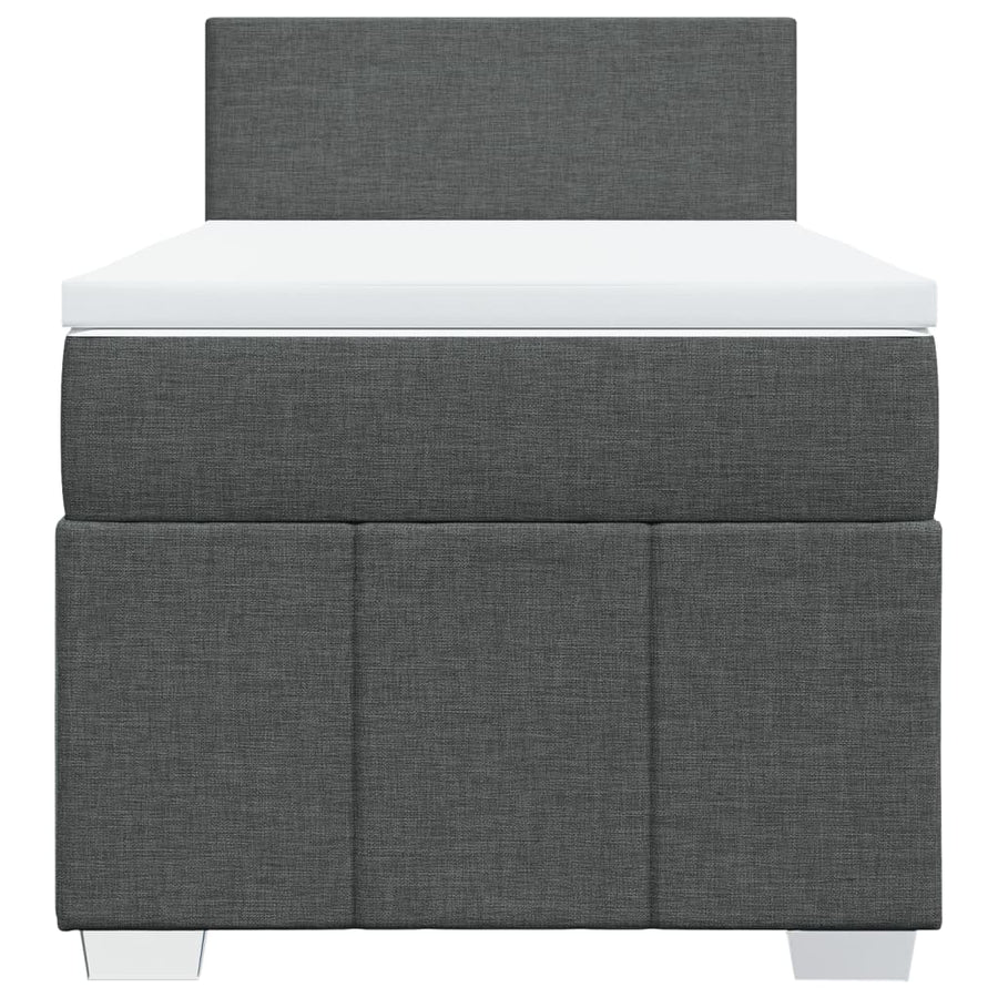 Boxspring met matras stof donkergrijs 90x190 cm