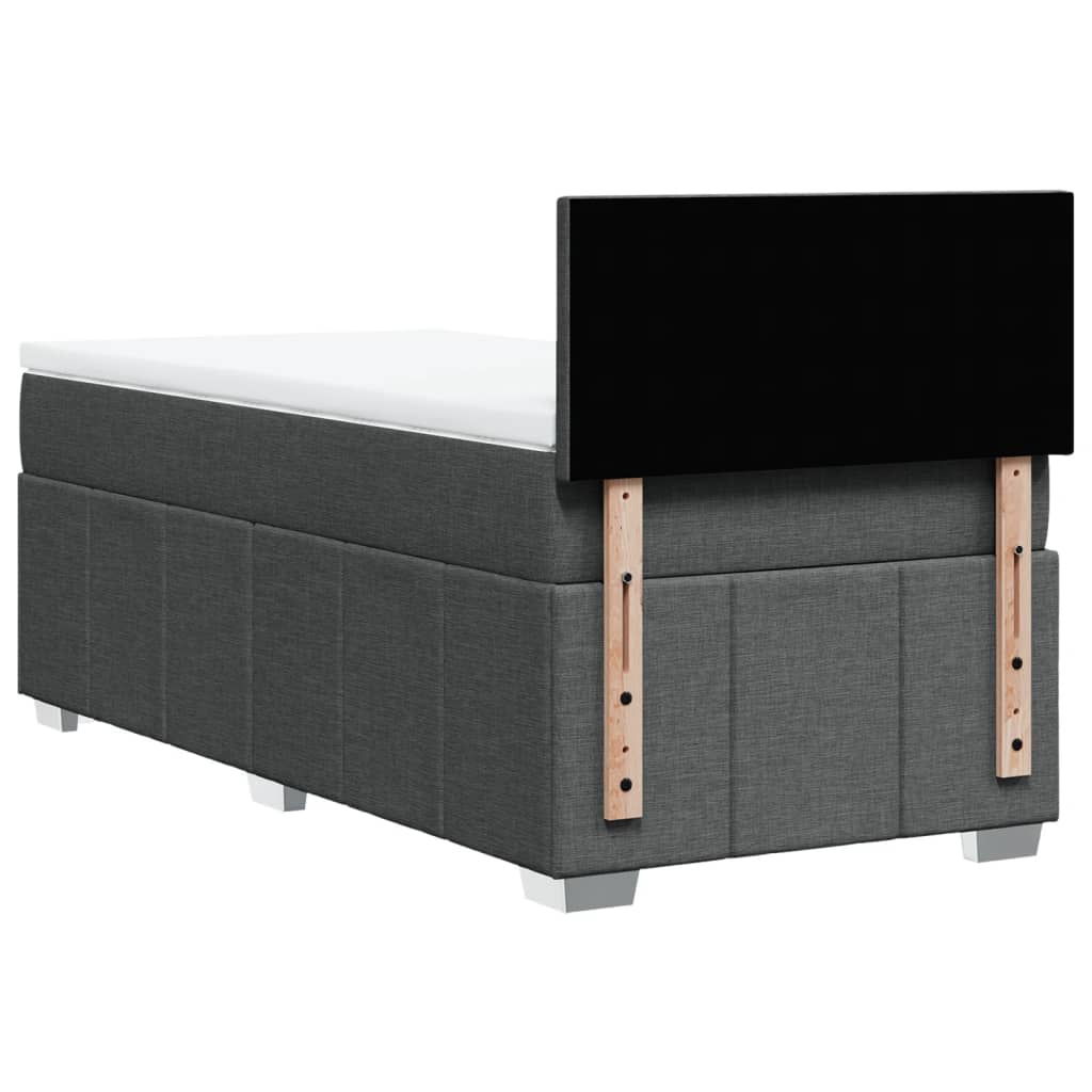 Boxspring met matras stof donkergrijs 90x190 cm