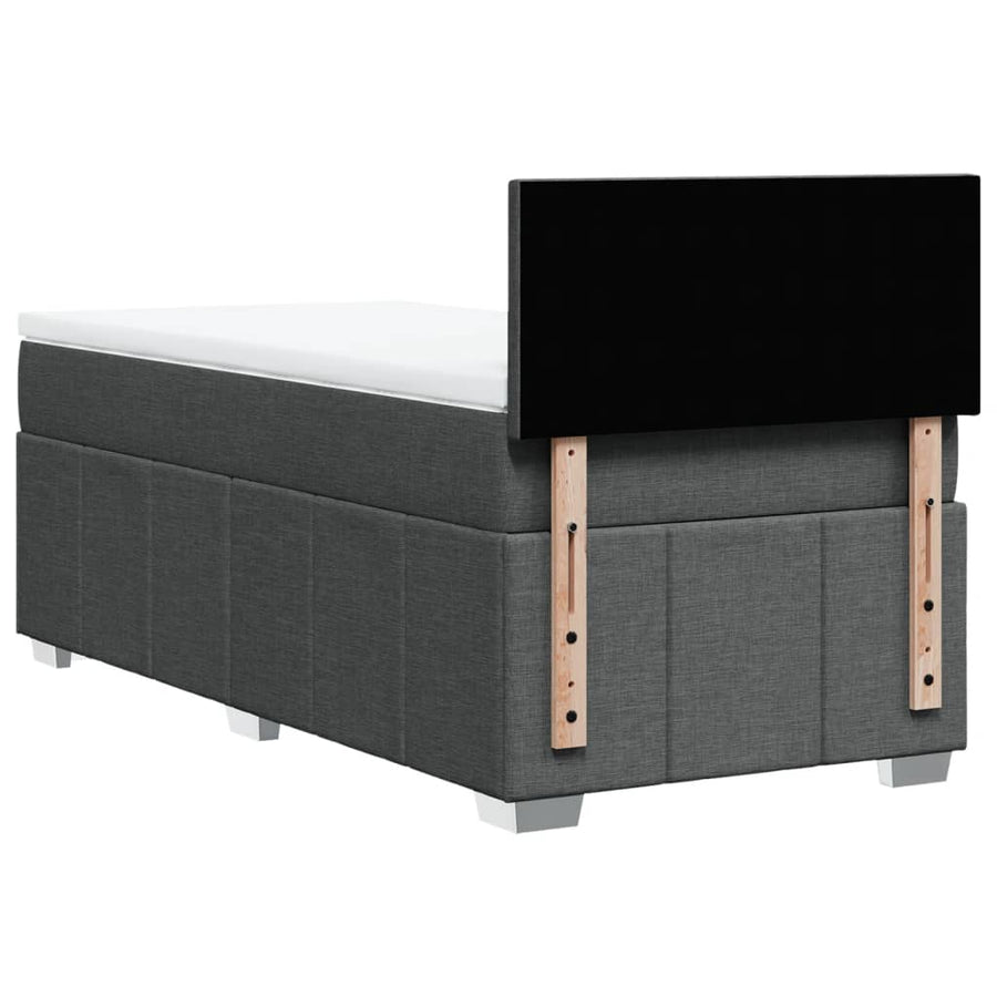 Boxspring met matras stof donkergrijs 90x190 cm