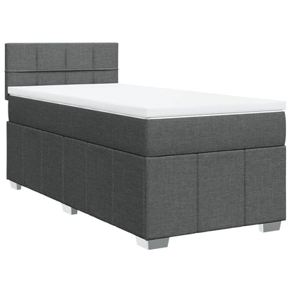 Boxspring met matras stof donkergrijs 90x190 cm