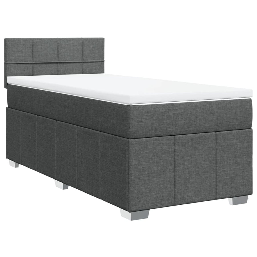 Boxspring met matras stof donkergrijs 90x190 cm