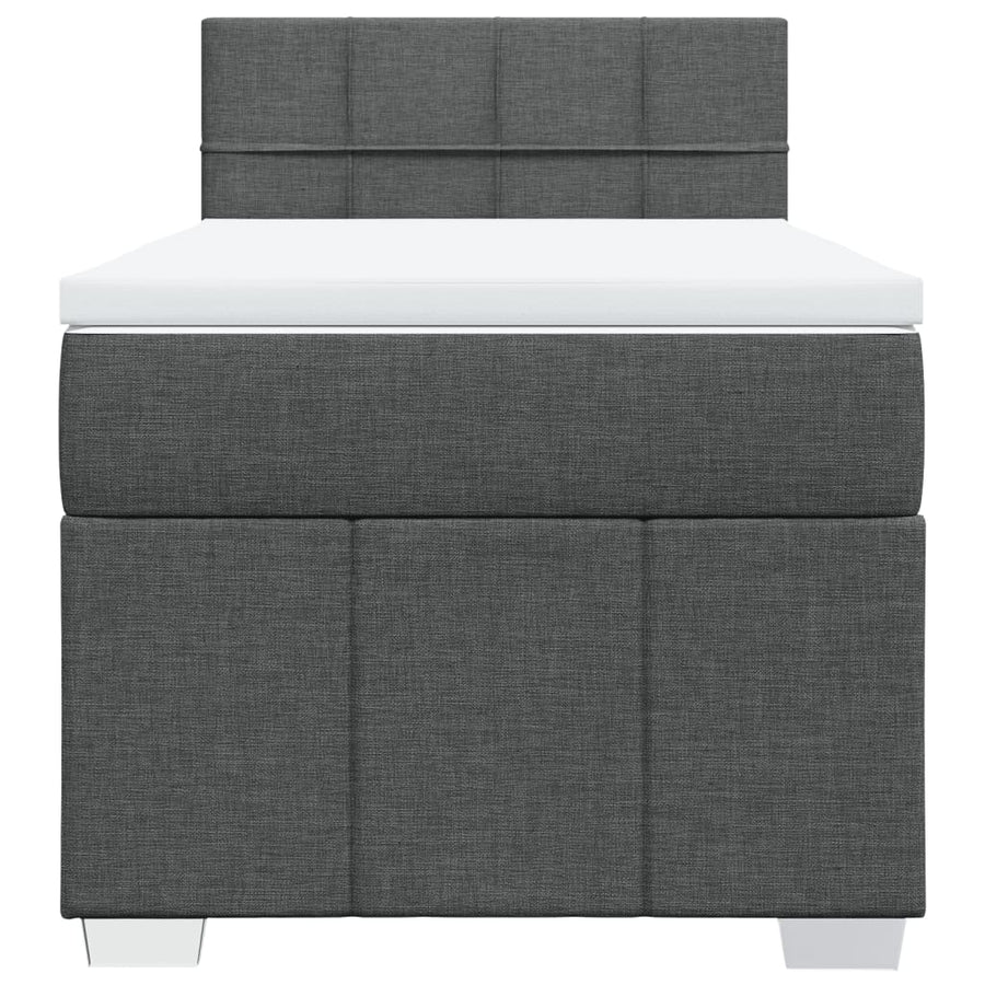 Boxspring met matras stof donkergrijs 90x190 cm