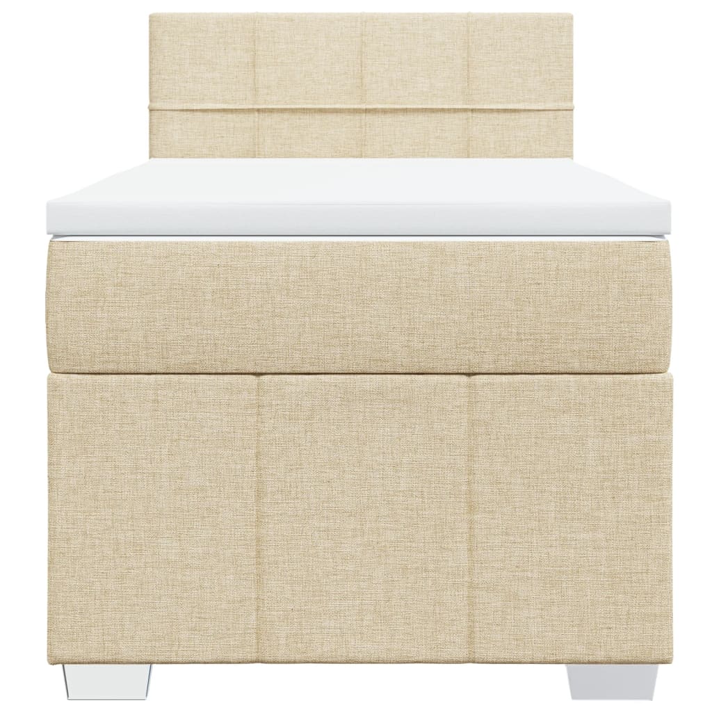 Boxspring met matras stof crèmekleurig 90x190 cm