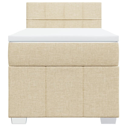 Boxspring met matras stof crèmekleurig 90x190 cm