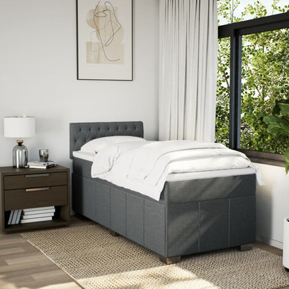 Boxspring met matras stof donkergrijs 90x190 cm