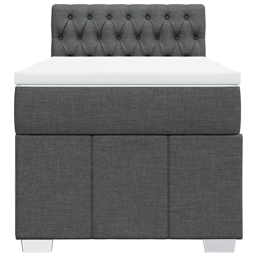 Boxspring met matras stof donkergrijs 90x190 cm