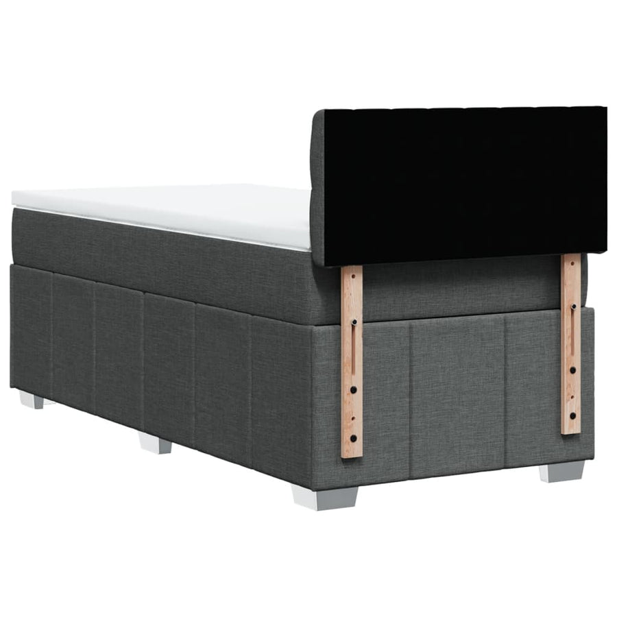 Boxspring met matras stof donkergrijs 90x190 cm
