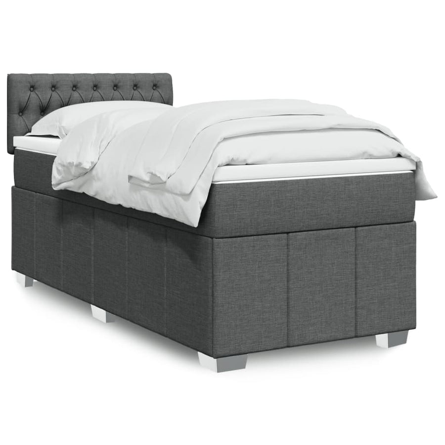 Boxspring met matras stof donkergrijs 90x190 cm