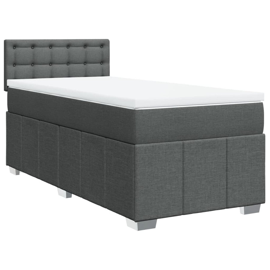 Boxspring met matras stof donkergrijs 90x190 cm