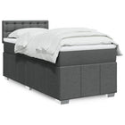 Box spring with mattress fabric dark grey 90x190 cm