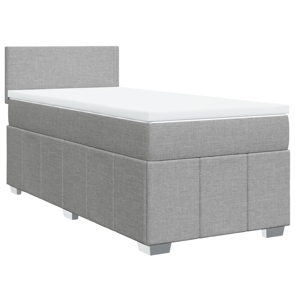 Boxspring met matras stof lichtgrijs 90x200 cm