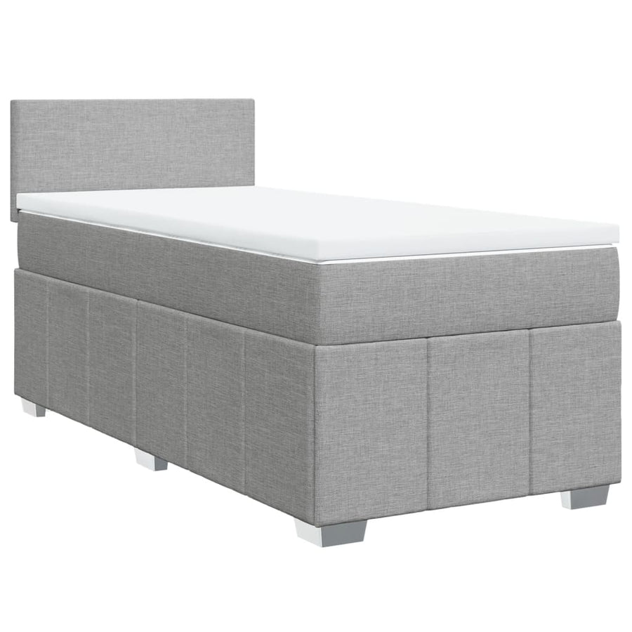Boxspring met matras stof lichtgrijs 90x200 cm