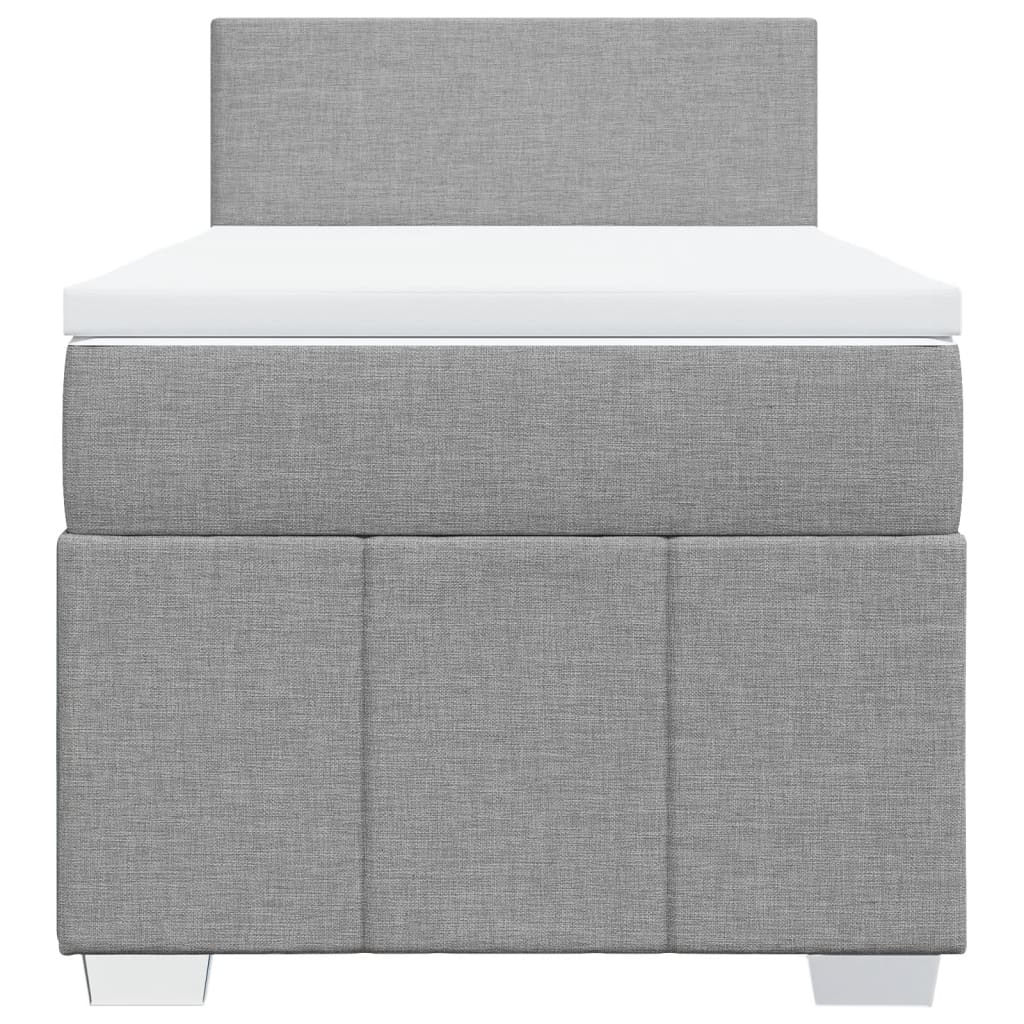 Boxspring met matras stof lichtgrijs 90x200 cm