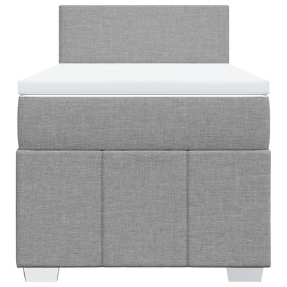 Boxspring met matras stof lichtgrijs 90x200 cm