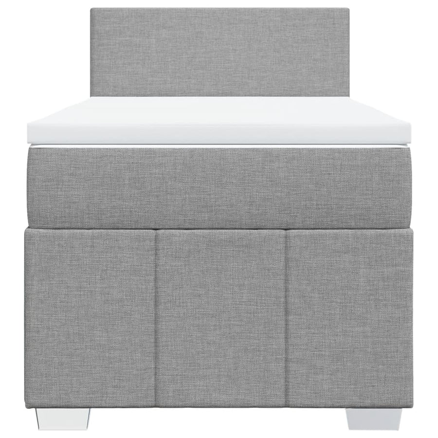 Boxspring met matras stof lichtgrijs 90x200 cm