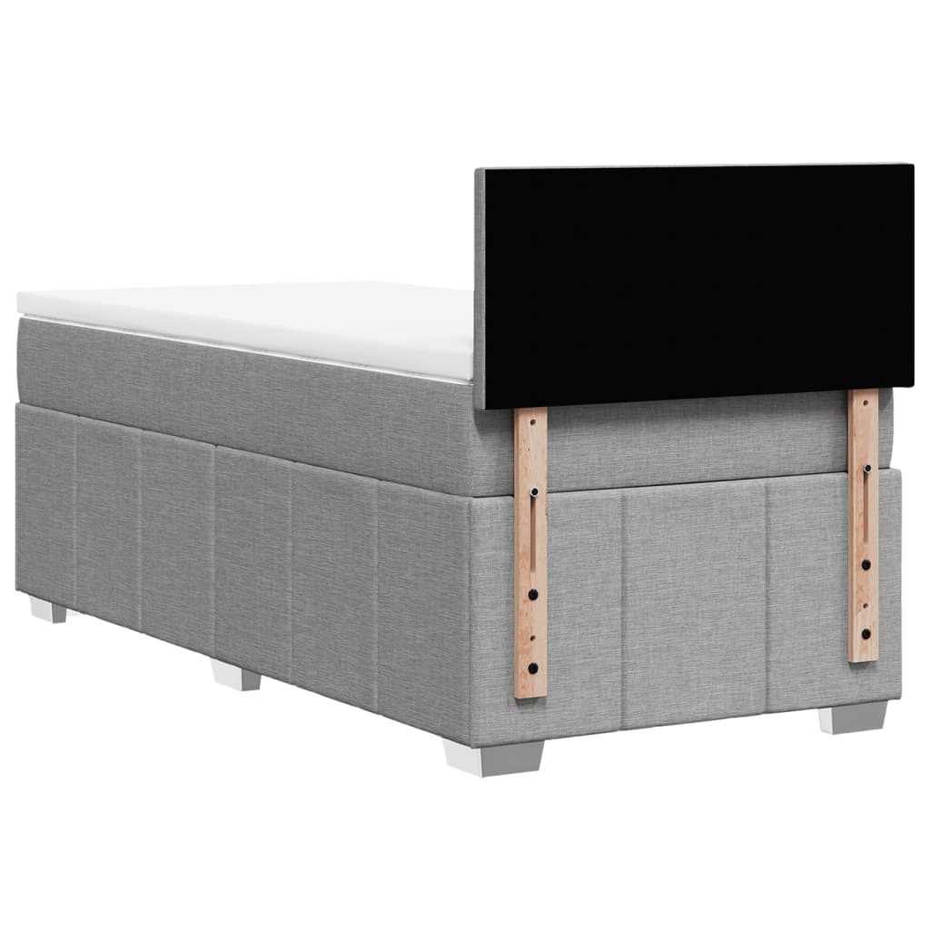 Boxspring met matras stof lichtgrijs 90x200 cm