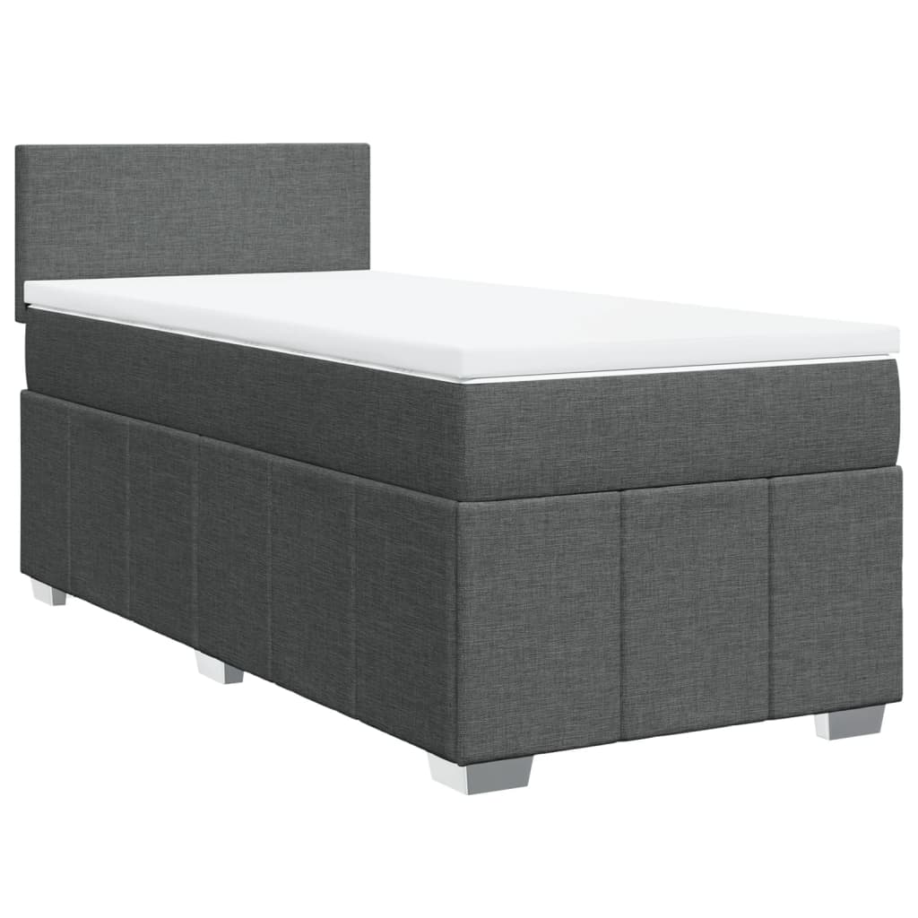 Boxspring met matras stof donkergrijs 90x200 cm