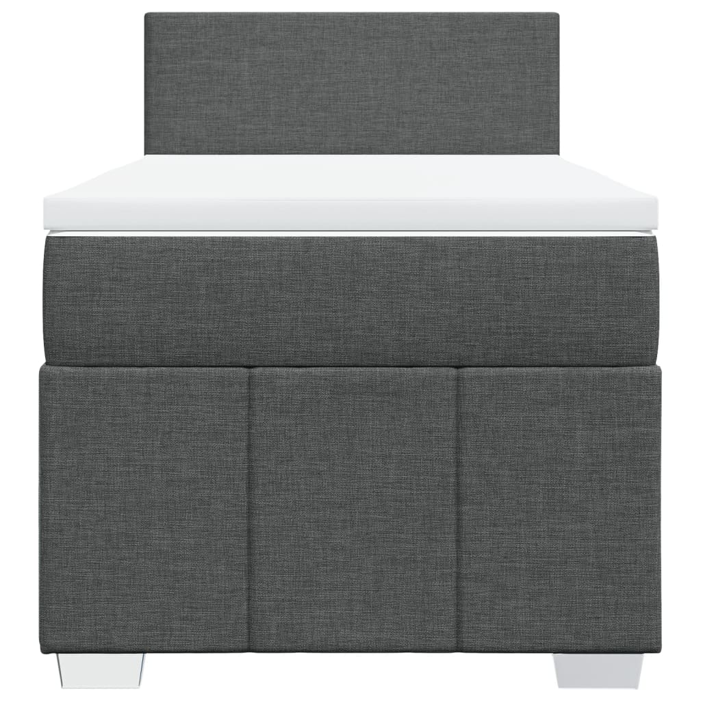 Boxspring met matras stof donkergrijs 90x200 cm