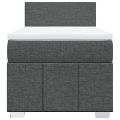 Boxspring met matras stof donkergrijs 90x200 cm