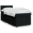 Box spring with mattress fabric black 90x200 cm