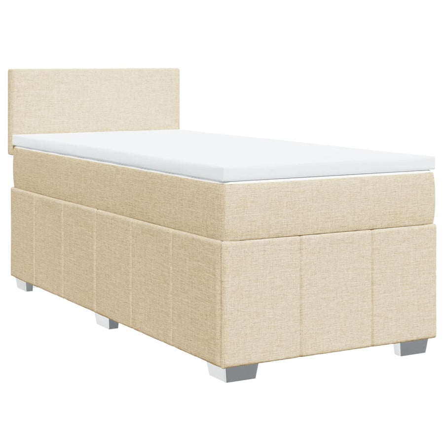 Boxspring met matras stof crèmekleurig 90x200 cm