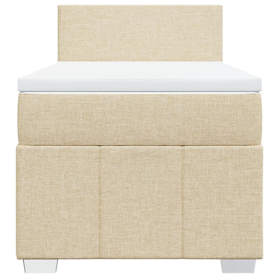 Boxspring met matras stof crèmekleurig 90x200 cm