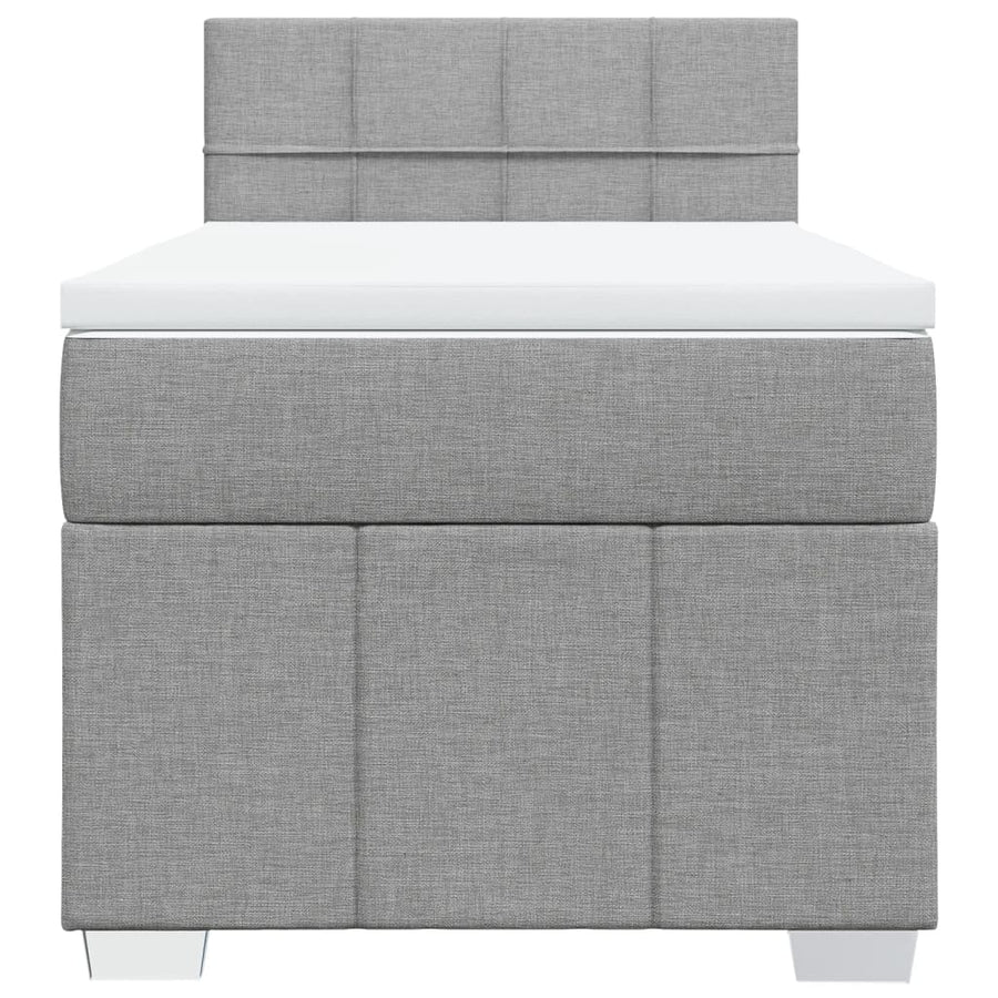 Boxspring met matras stof lichtgrijs 90x200 cm