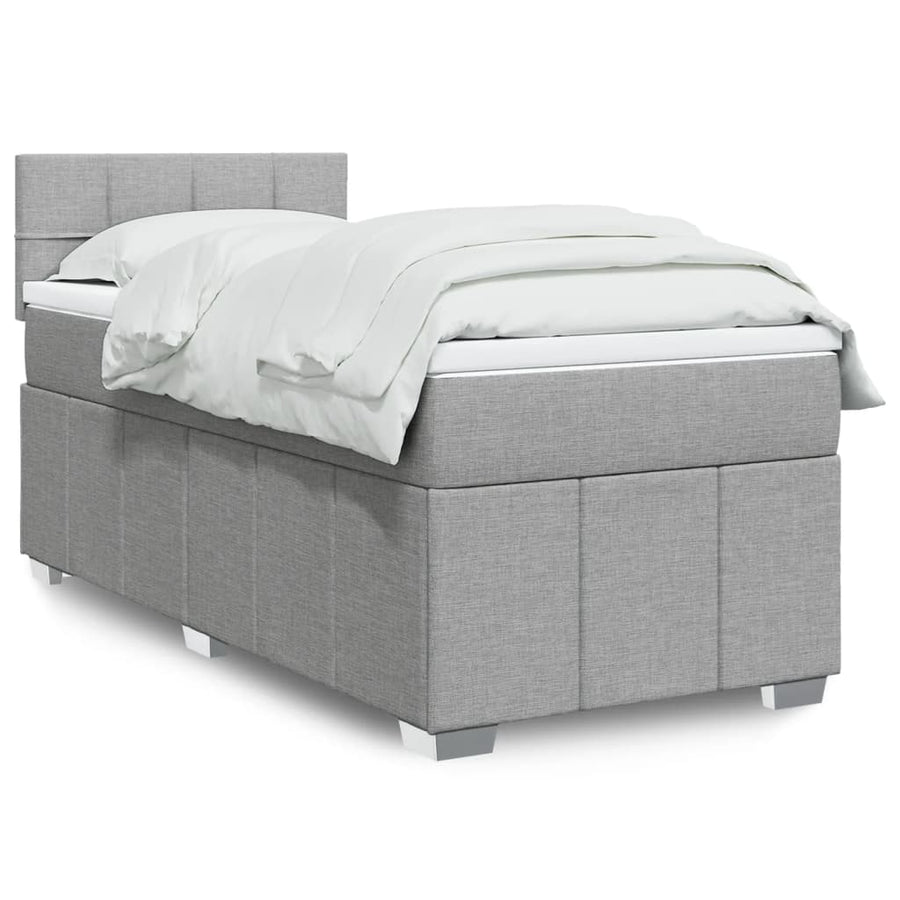 Boxspring met matras stof lichtgrijs 90x200 cm