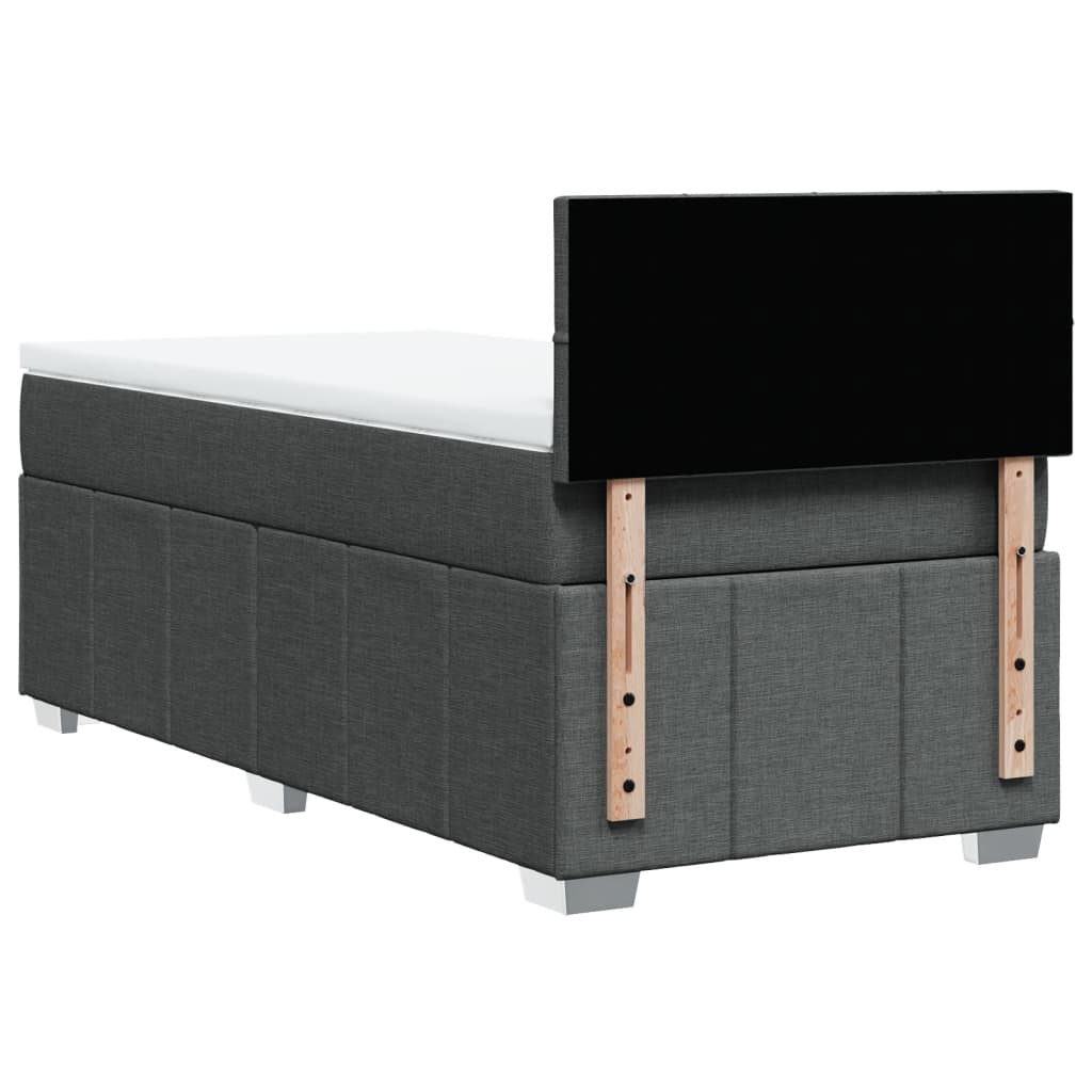 Boxspring met matras stof donkergrijs 90x200 cm