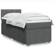 Boxspring 90x200 cm donkergrijs met pocketveringmatras