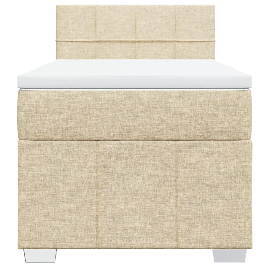 Boxspring met matras stof crèmekleurig 90x200 cm