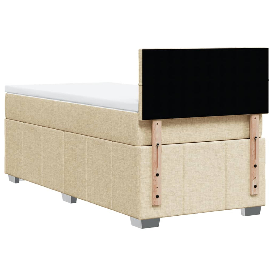 Boxspring met matras stof crèmekleurig 90x200 cm