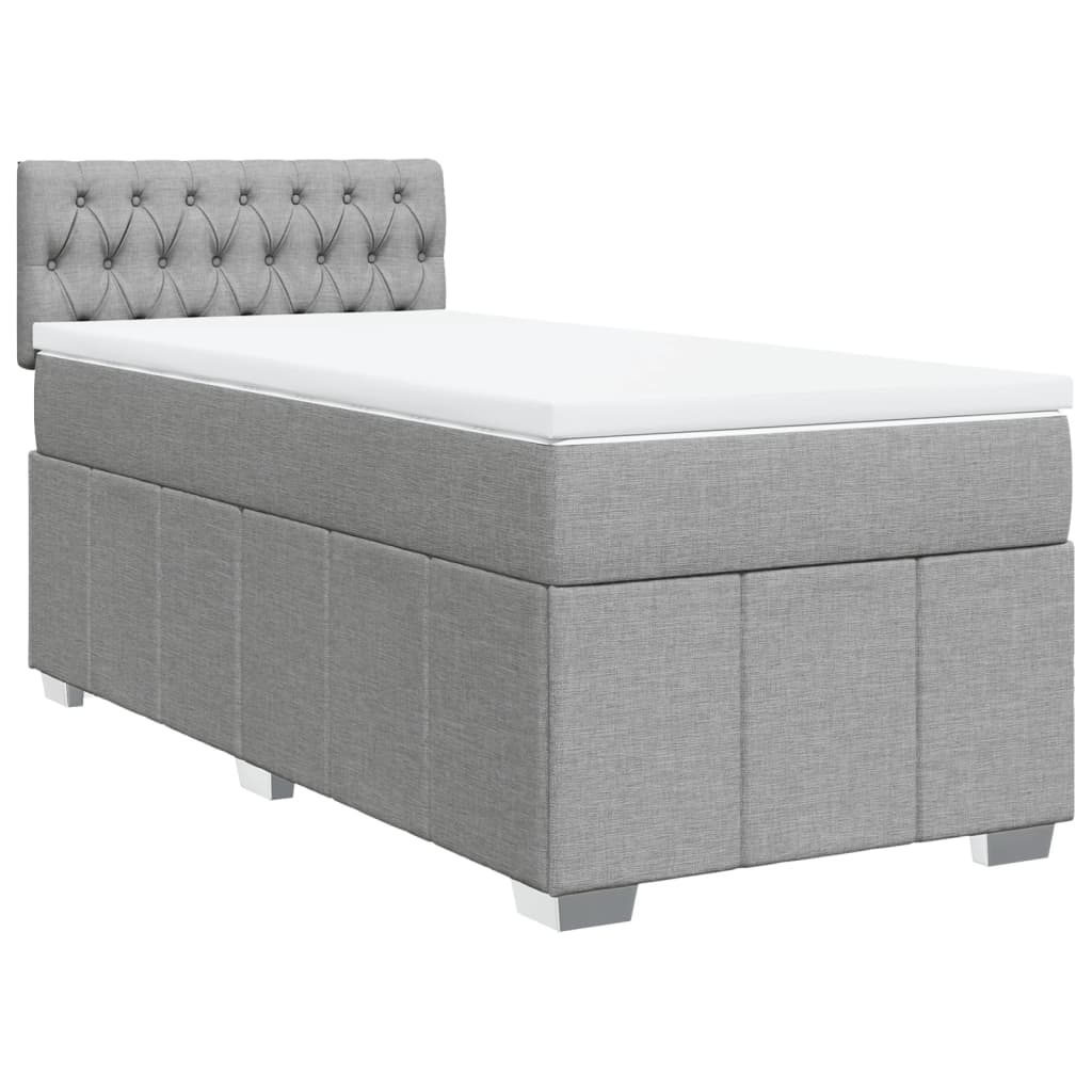 Boxspring met matras stof lichtgrijs 90x200 cm