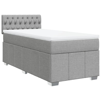 Boxspring met matras stof lichtgrijs 90x200 cm
