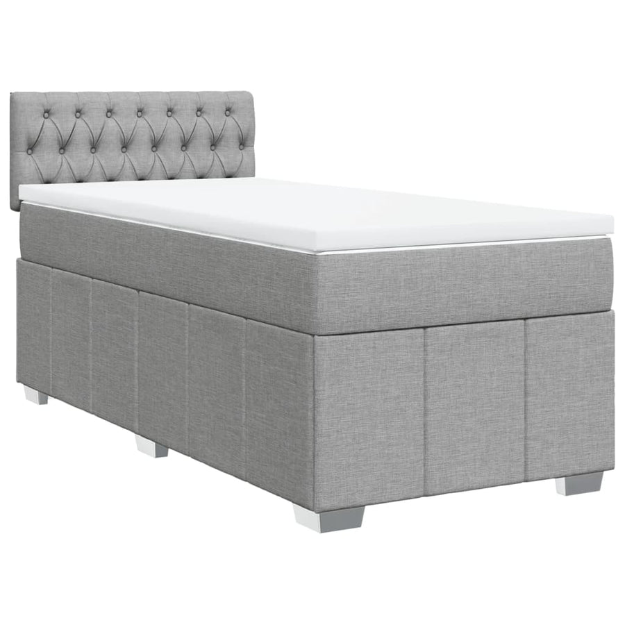 Boxspring met matras stof lichtgrijs 90x200 cm