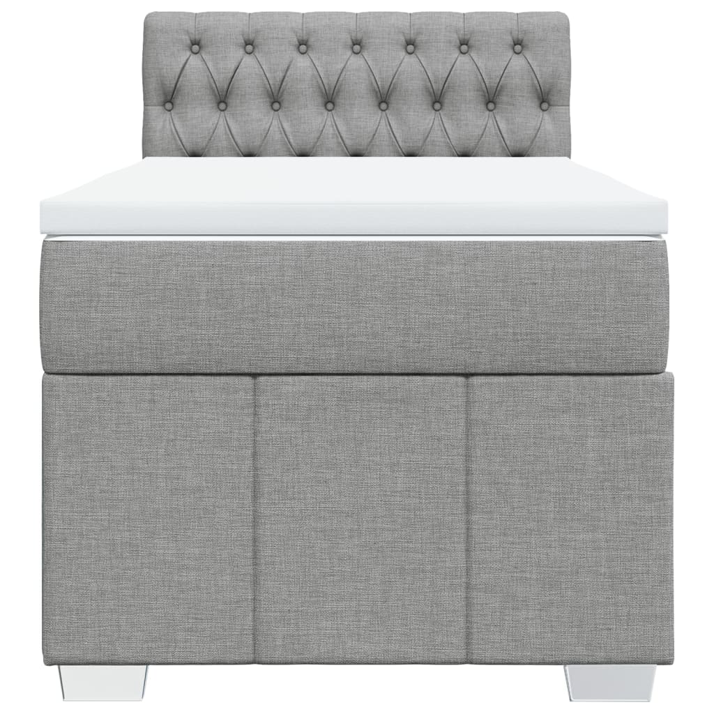 Boxspring met matras stof lichtgrijs 90x200 cm