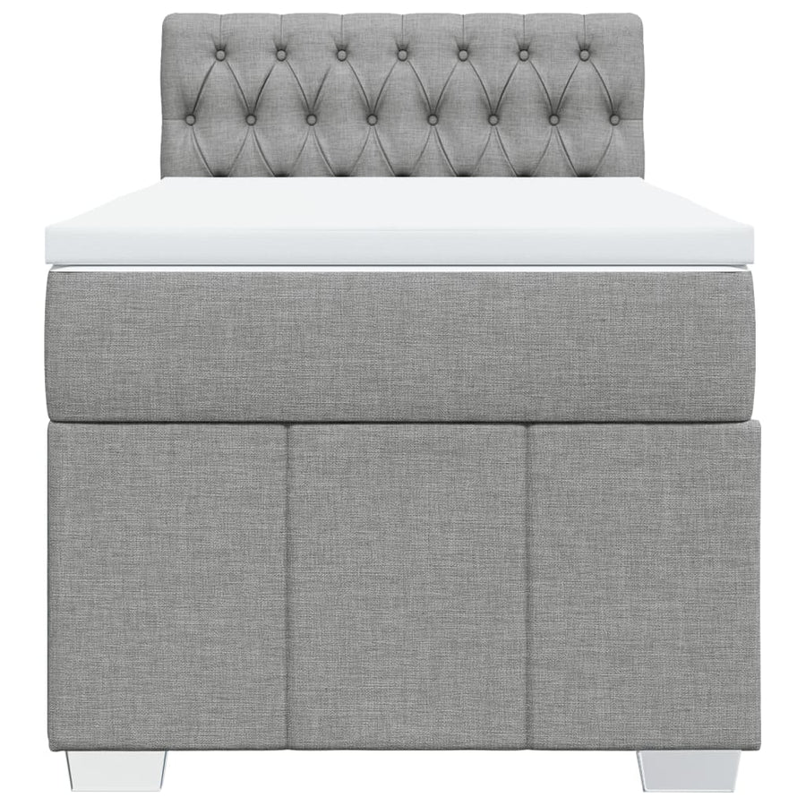 Boxspring met matras stof lichtgrijs 90x200 cm