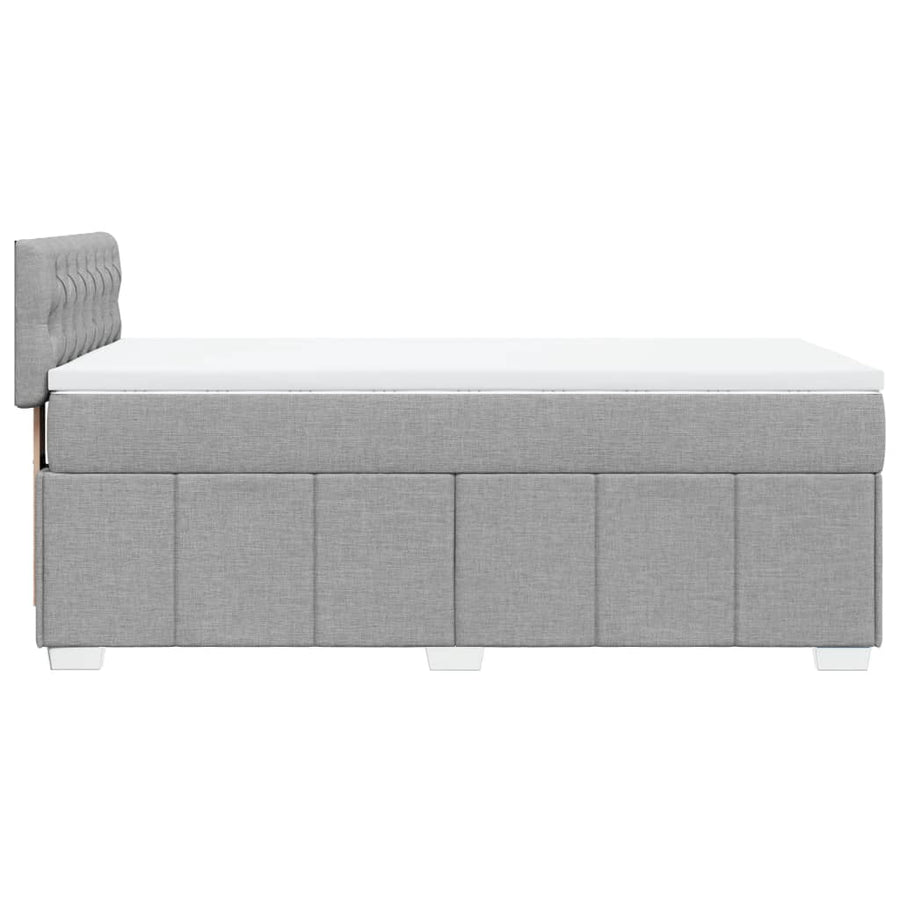 Boxspring met matras stof lichtgrijs 90x200 cm