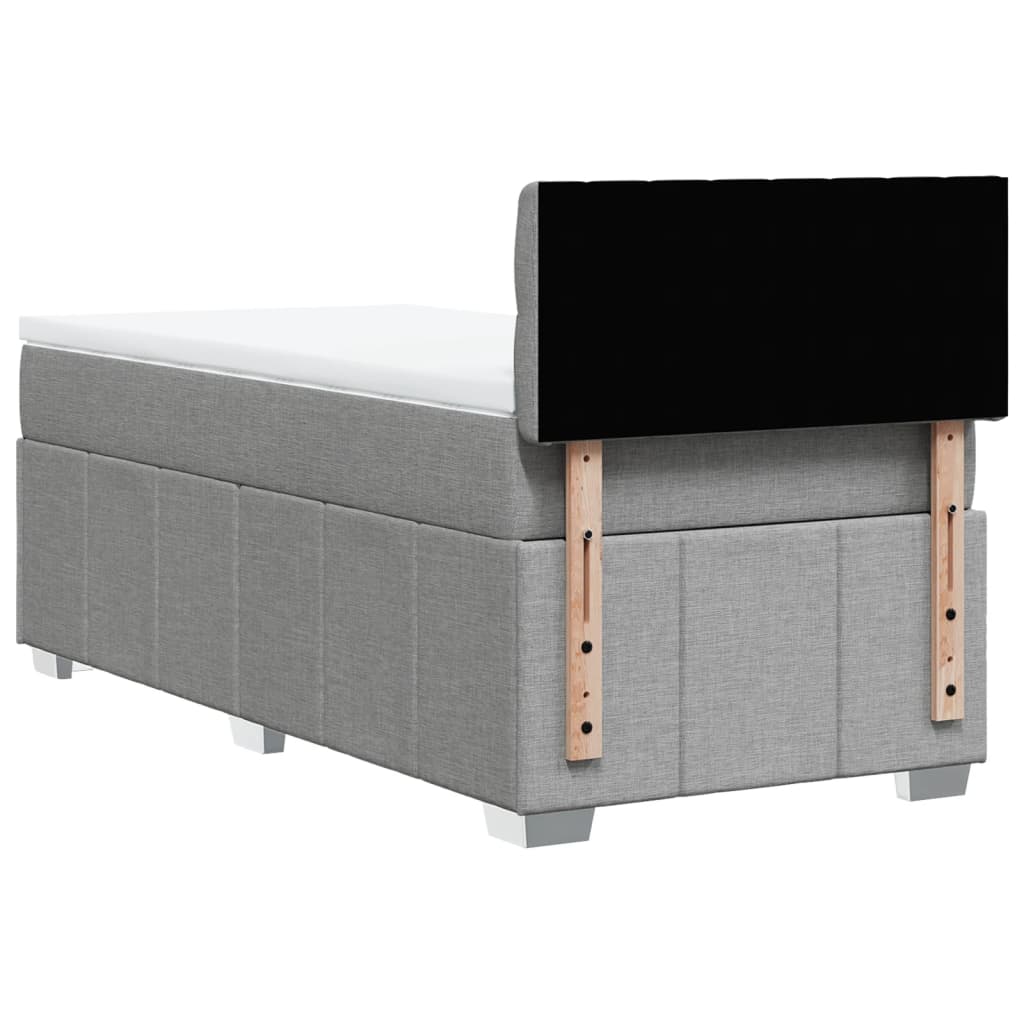 Boxspring met matras stof lichtgrijs 90x200 cm