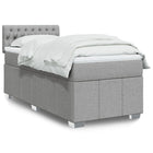 Box spring with mattress fabric light gray 90x200 cm
