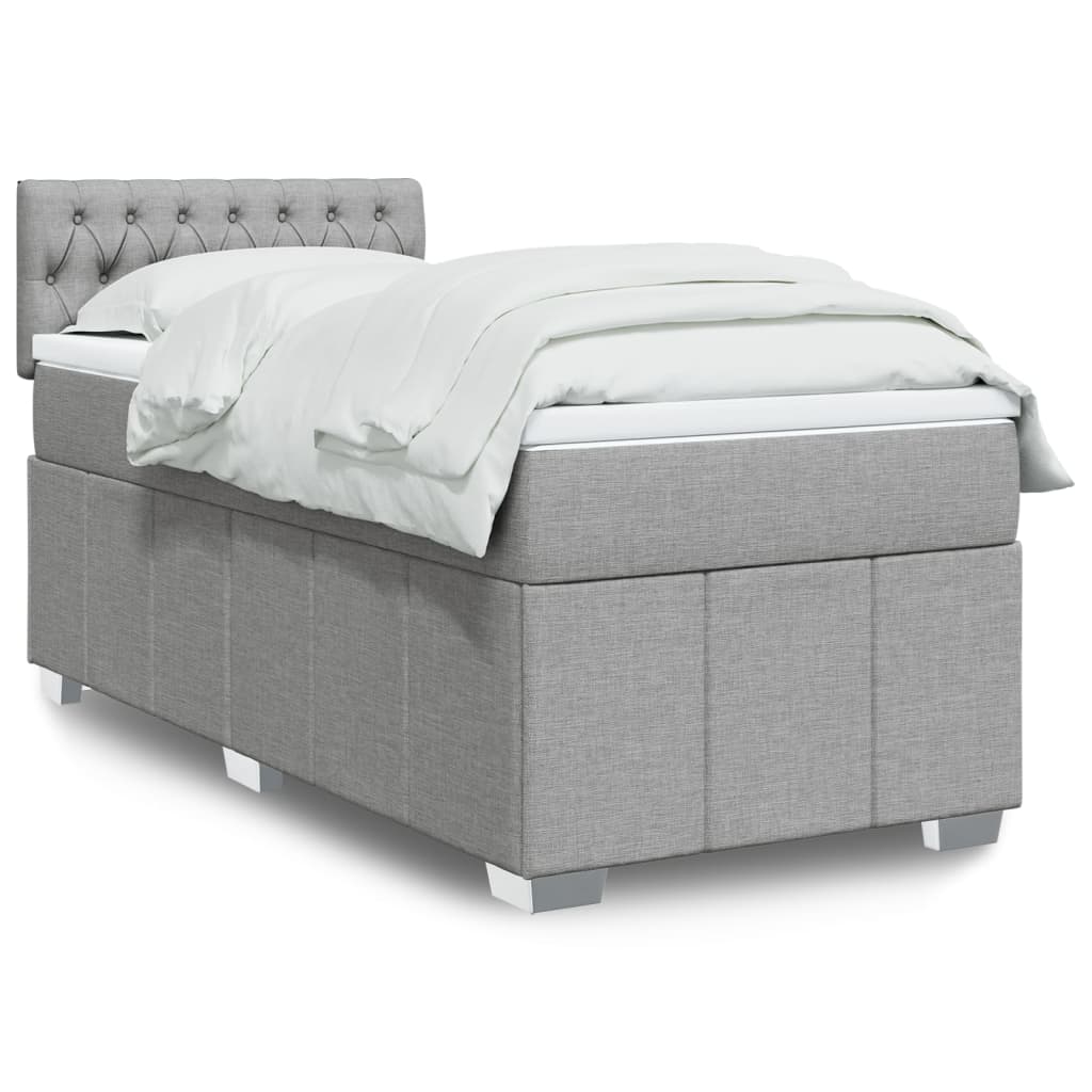 Boxspring met matras stof lichtgrijs 90x200 cm