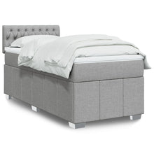 Boxspring met matras stof lichtgrijs 90x200 cm