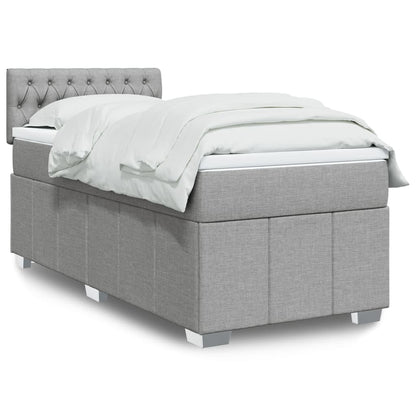 Boxspring met matras stof lichtgrijs 90x200 cm