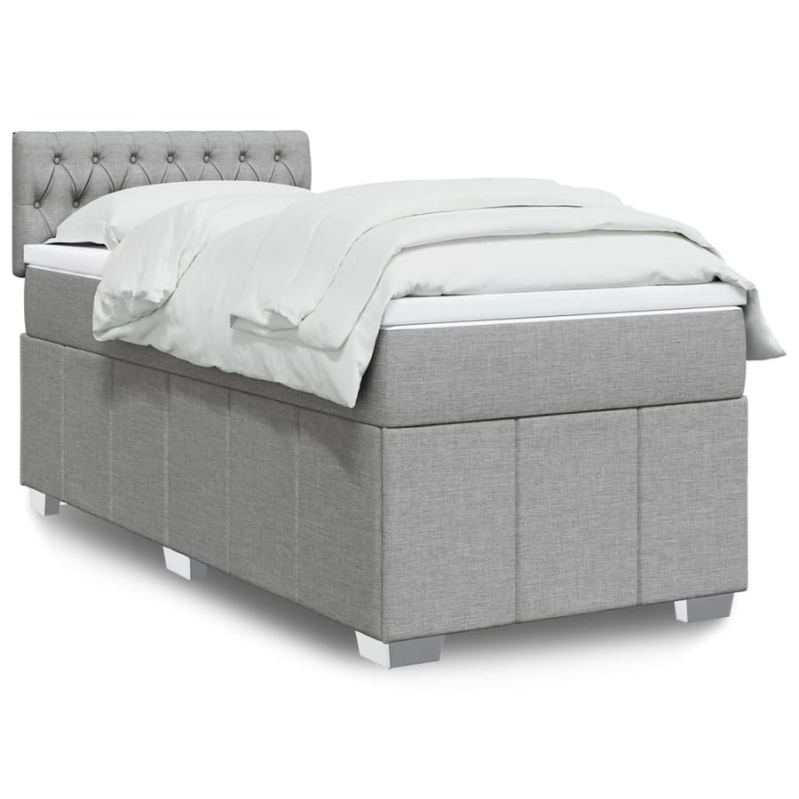 Boxspring met matras stof lichtgrijs 90x200 cm