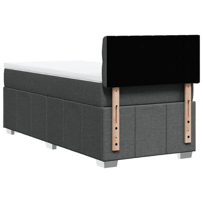Boxspring met matras stof donkergrijs 90x200 cm