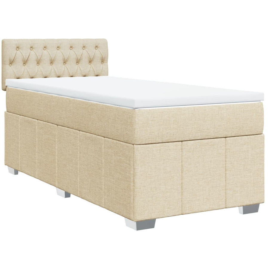 Boxspring met matras stof crèmekleurig 90x200 cm