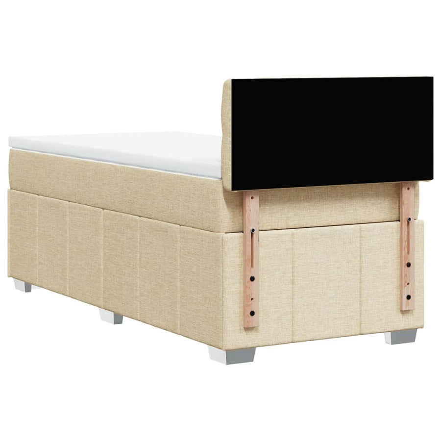 Boxspring met matras stof crèmekleurig 90x200 cm
